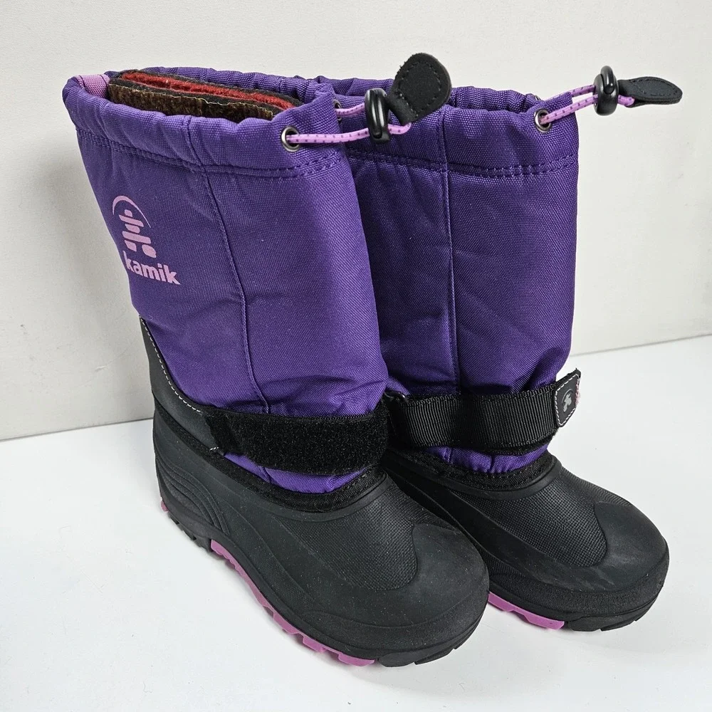 Kamik Snow Boots Kids Size 4 Purple Waterproof Insulated Winter Made in Canada
